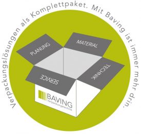 Baving Verpackungstechnik Logo in Form eines Kreises.